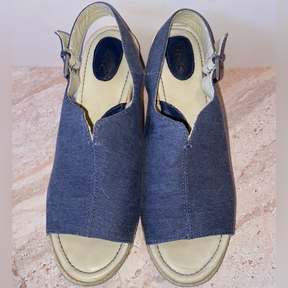 b.o.c. By Born Denim Wedge Espadrilles Sandals - Picture 12 of 14